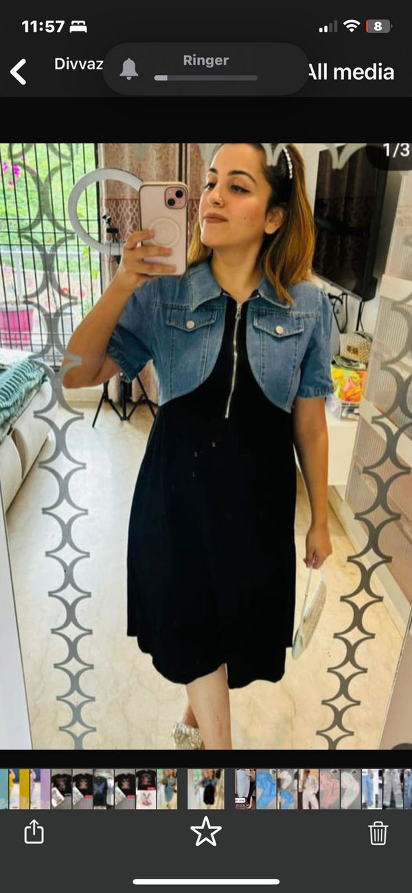 Denim zip dress