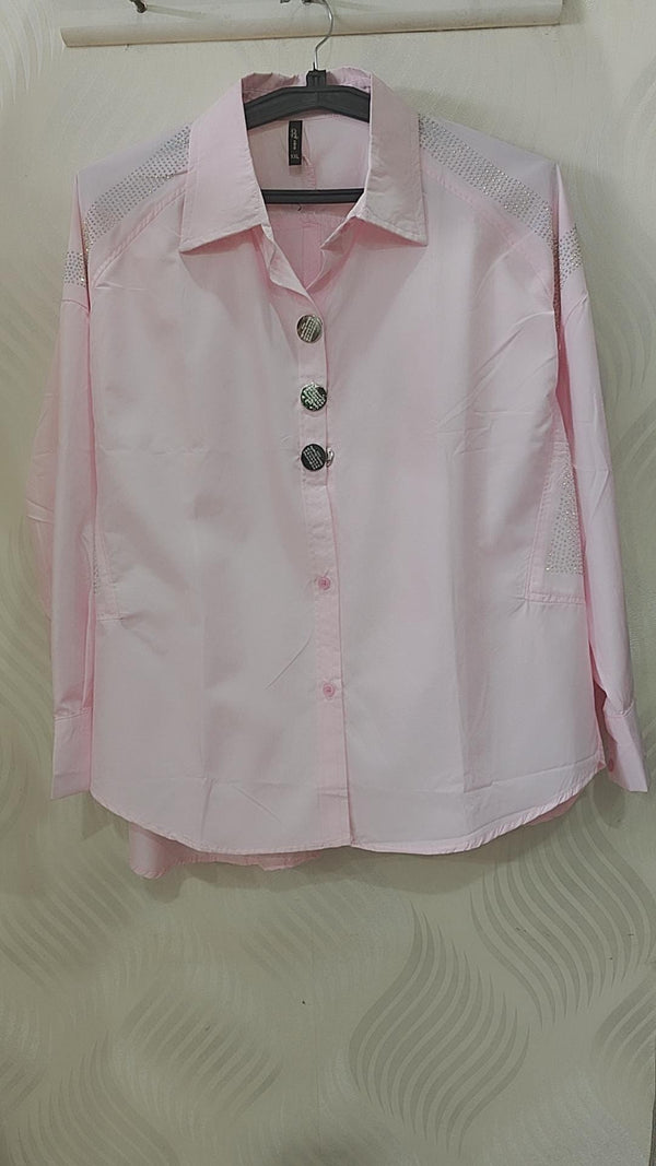 Cotton shirt with shoulder work