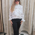 Party wear shirt with pearl work  neck