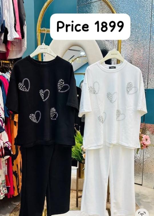Heartfelt Sparkle Coord Set – Black & White Edition