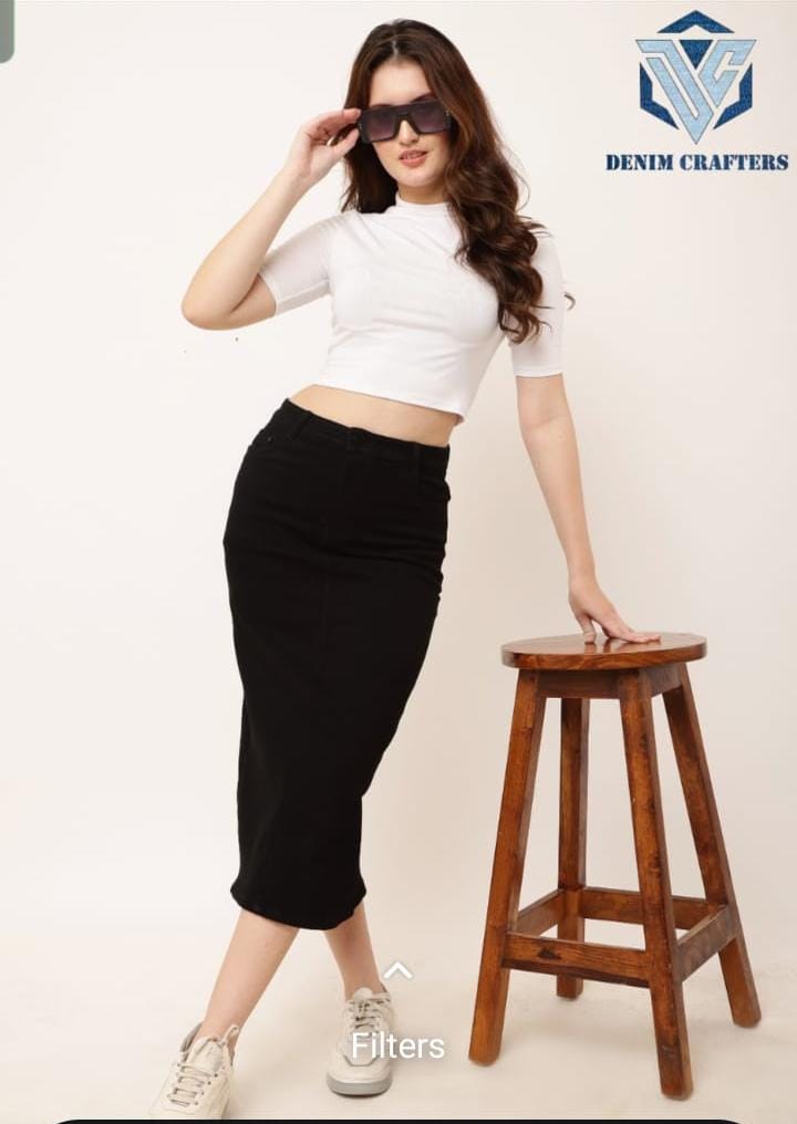 Chic Black  denim skirts
