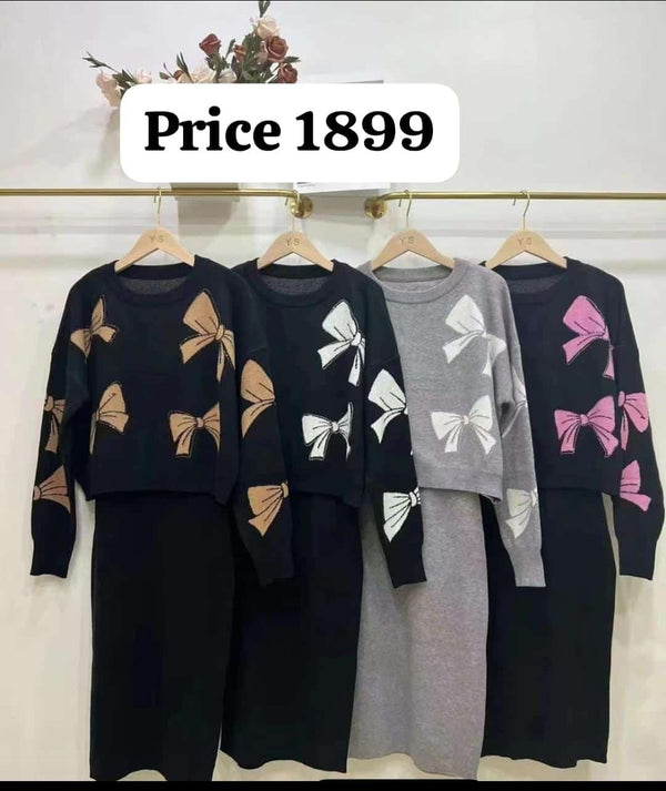 Premium 2 pcs winter bow dress