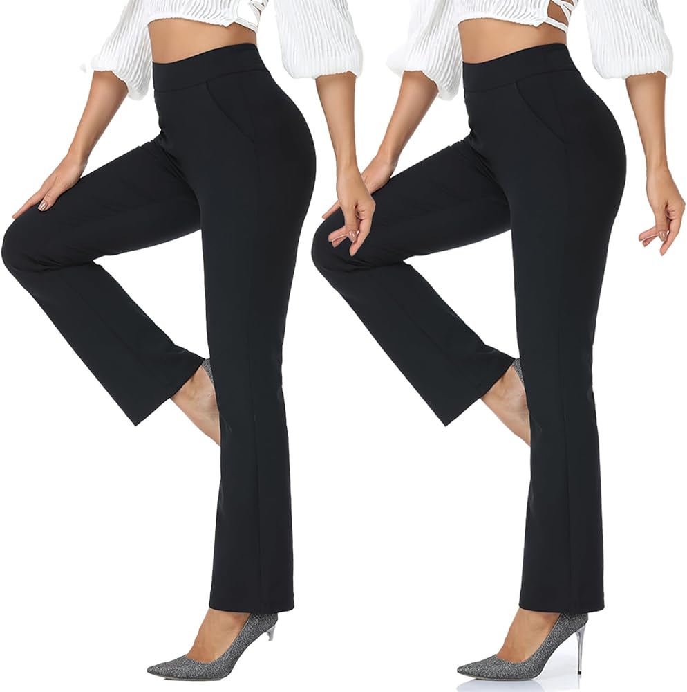 Women  black  Stretchable High-Rise Flat Front Bootcut Trousers