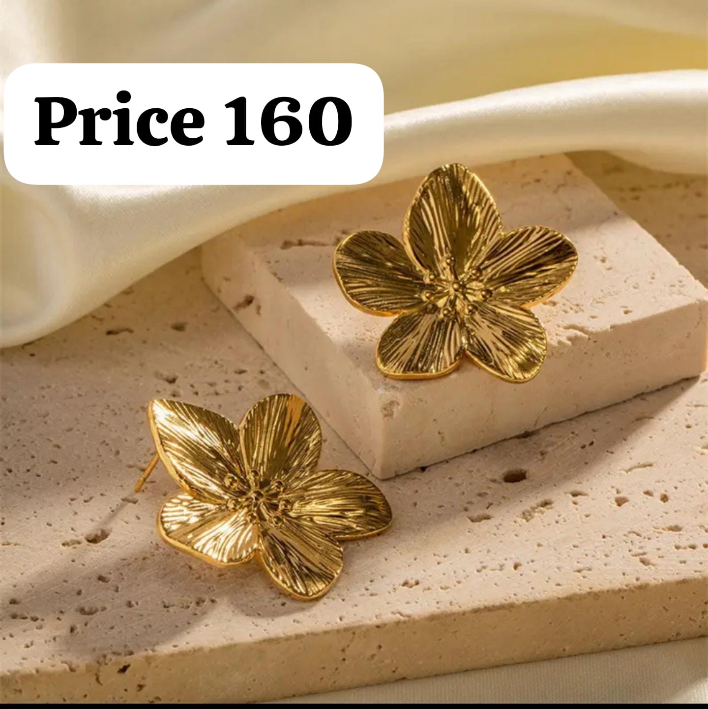 Golden Flower Studs – Affordable & Stylish
