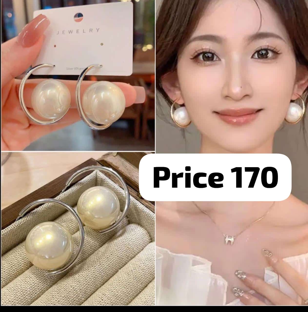 Elegant Pearl Hoop Earrings