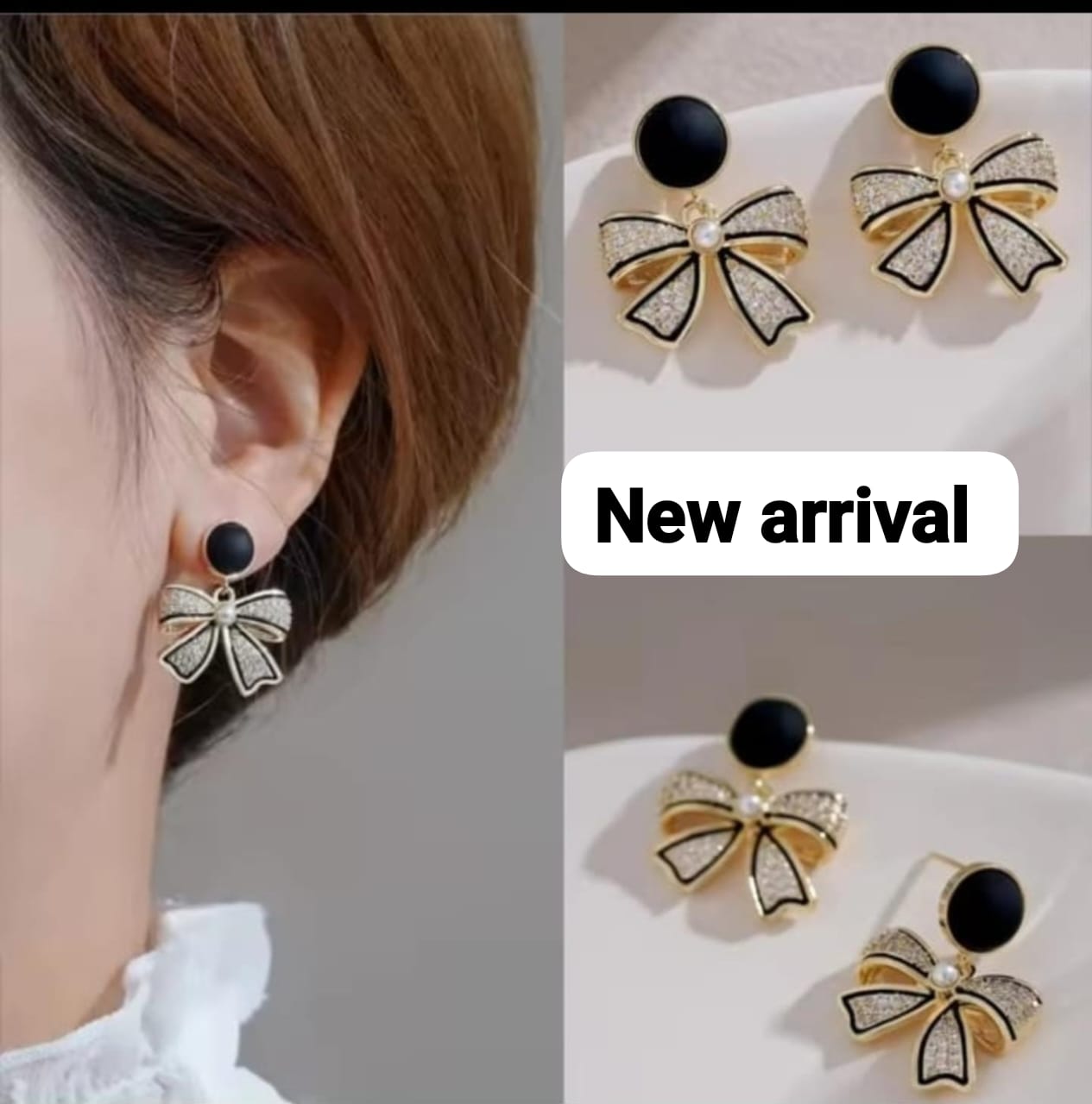 "Graceful Glam: Pearl Bow Studs"