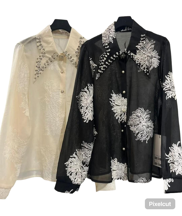 Luxury embroidered shirt with inner