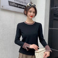 Women full sleeve top with pearl on neck n sleeves