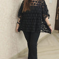 "Elegant Floral Lace Cape Top"
