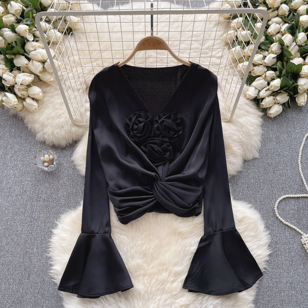 "Midnight Rose Satin Top"