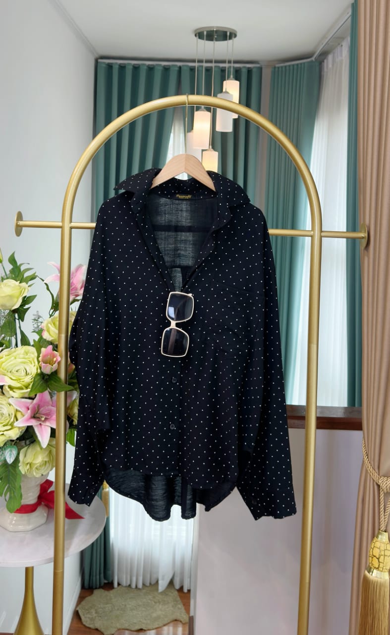 Classic cotton Polka Dot Oversized Shirt