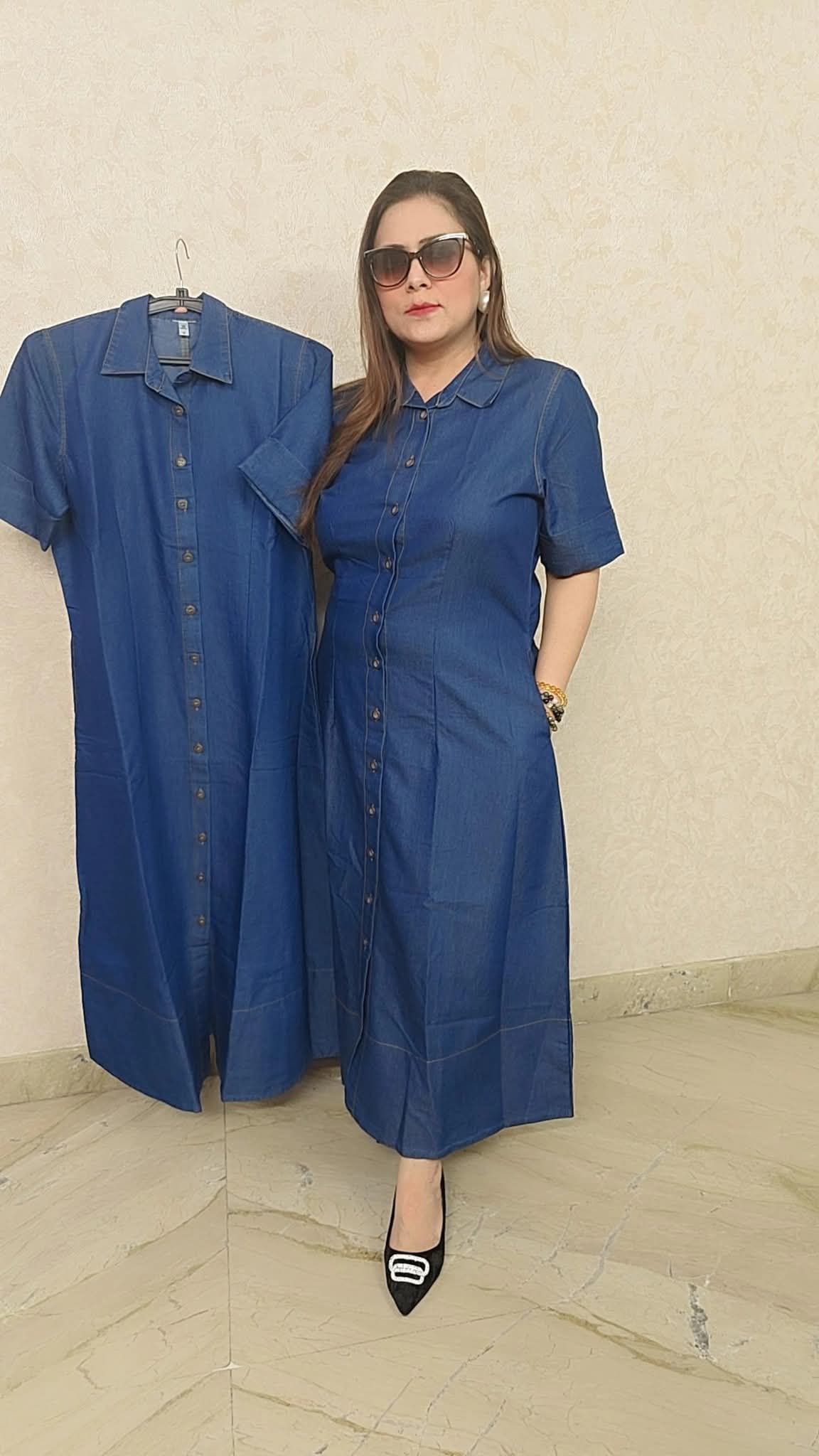 "Casual Denim Charm Dress"