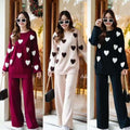 "Cozy adorable heart-print winter co-ord set! ❤️✨"