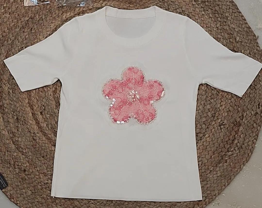 Summer flower sequin top