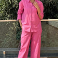 Cotton casual solid color cordsets