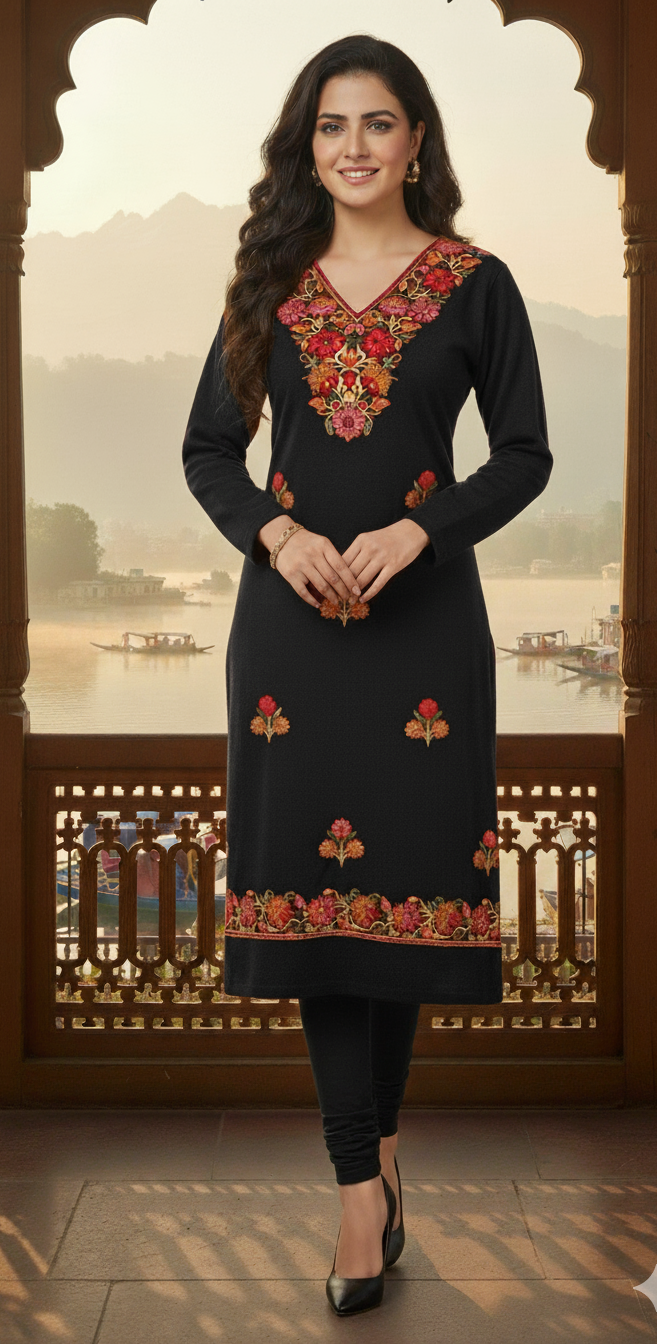 Kashmiri Embroidery Woolen Kurtis