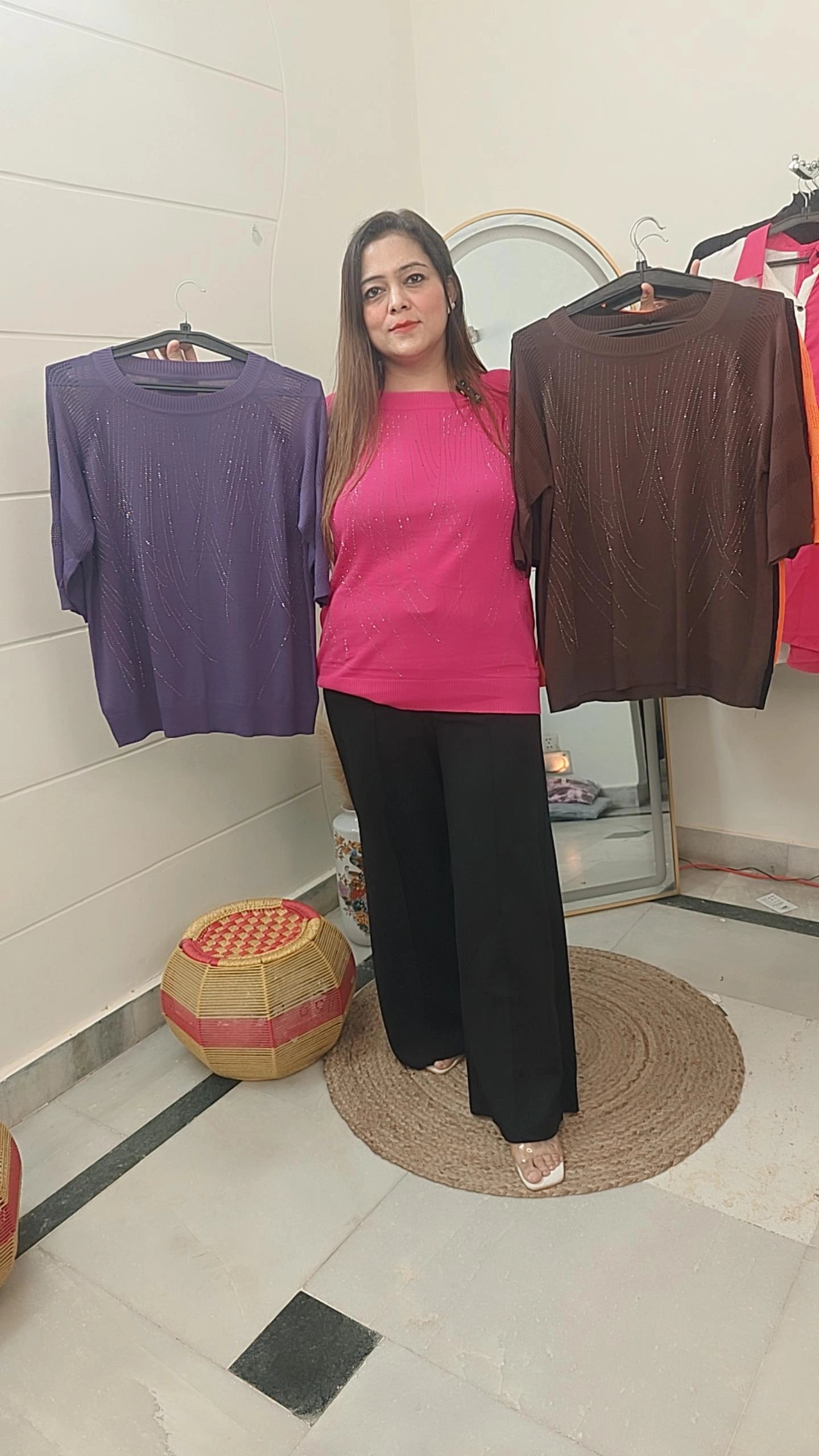 Sparkle knitted tops in trendy colors