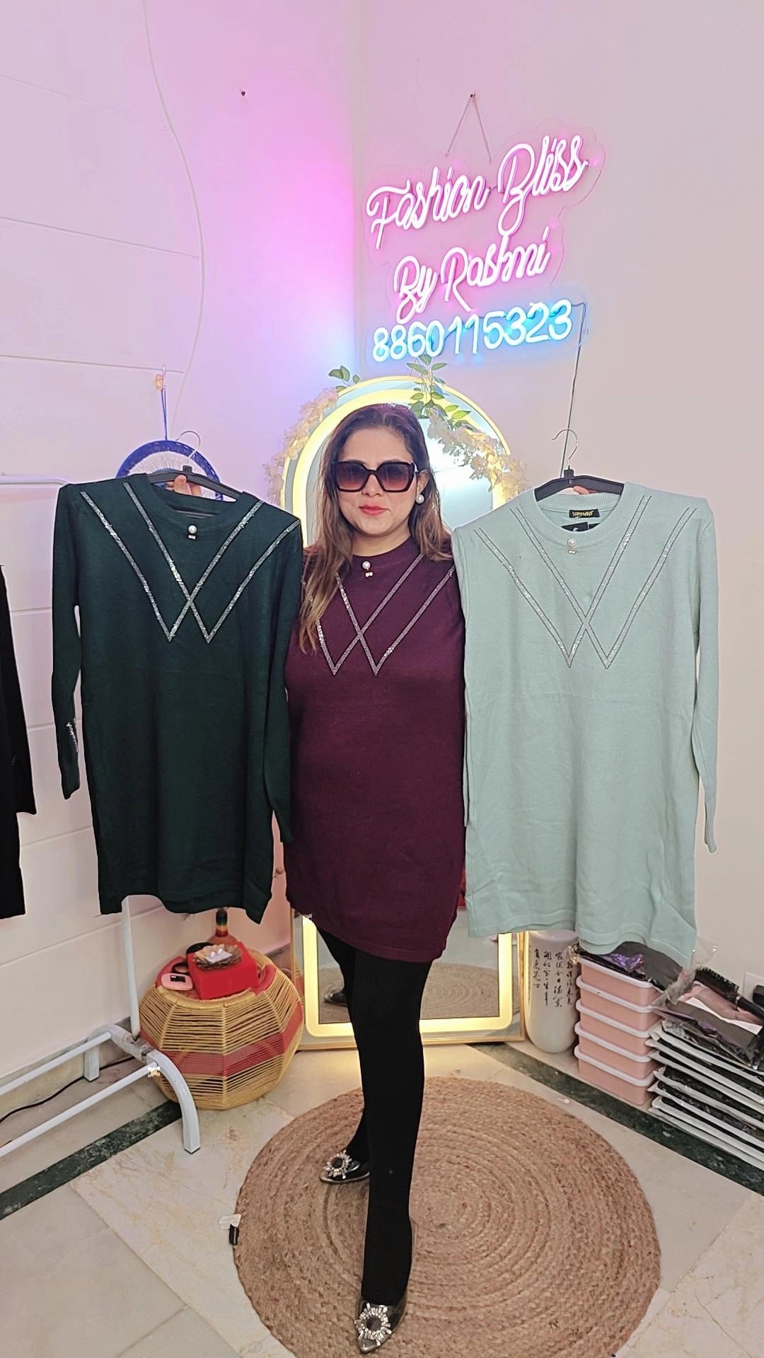 Elegant Embellished Knit winter  Dress – Chic & Cozy Collection"