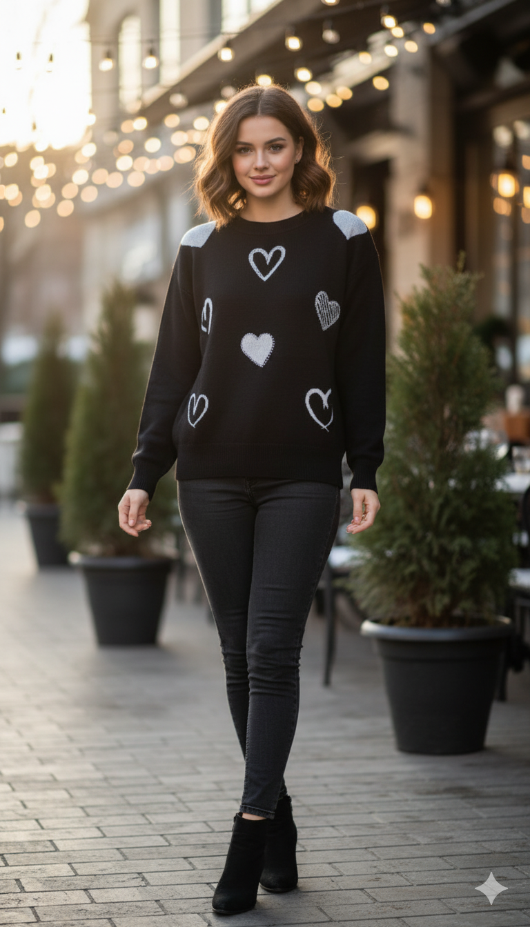 Heart Pattern Winter Knit Sweaters /Jumpers