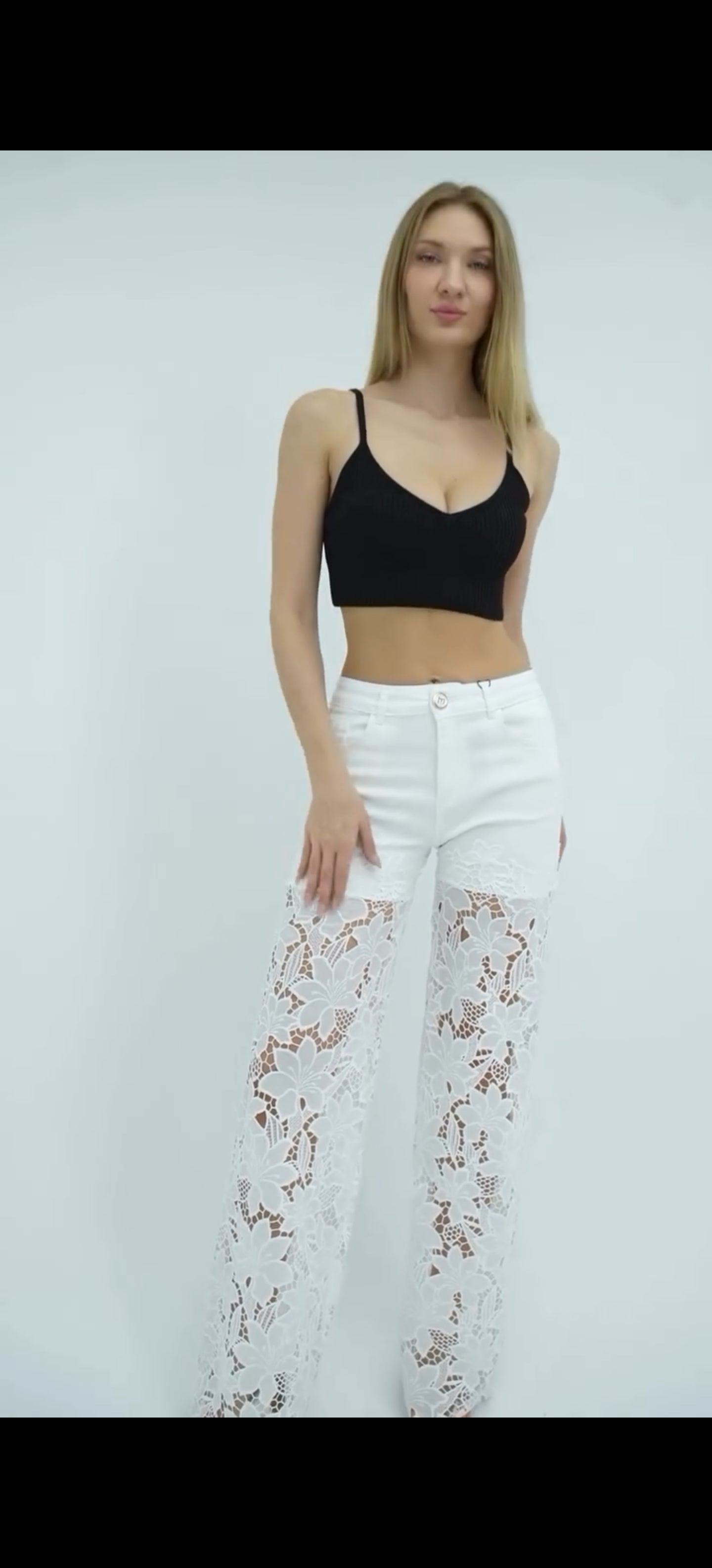 New arrival Lace denim white