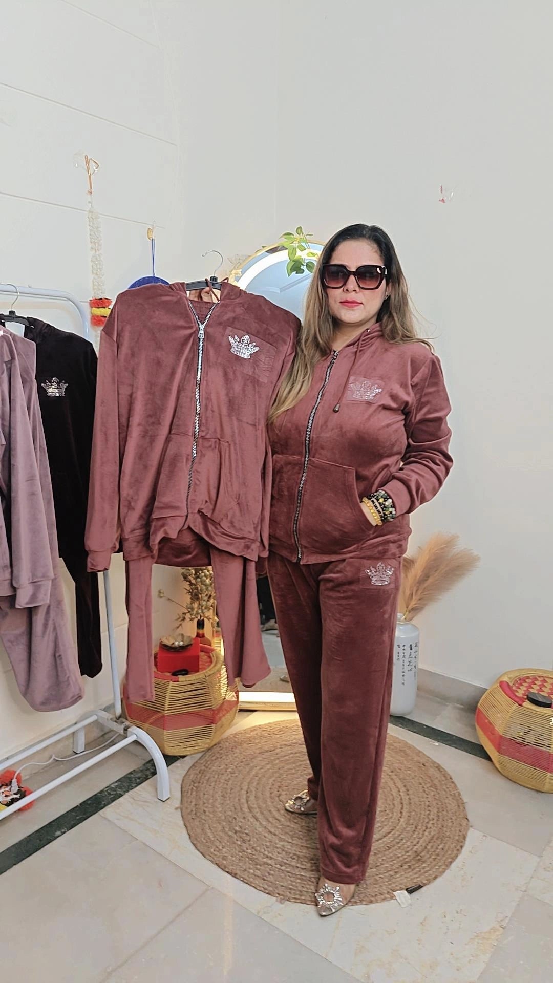 "Luxe Comfort: Velvet Zipper Co-Ord Collection"