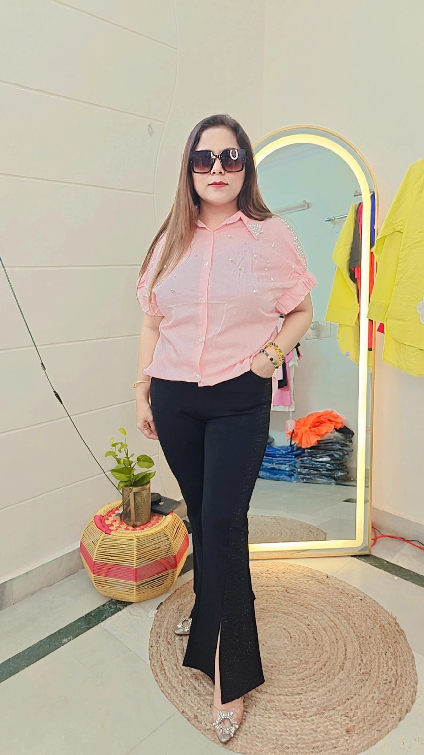 Statement pearl edge chic shirts