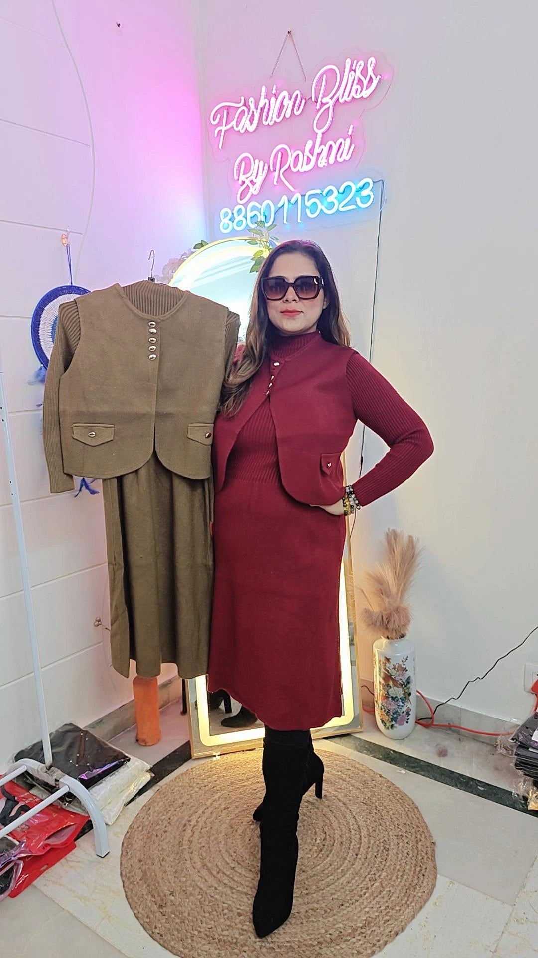 Premium winter dress with shrug