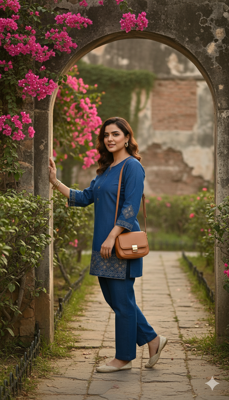 Classy in Blue: Statement Embroidered Coord