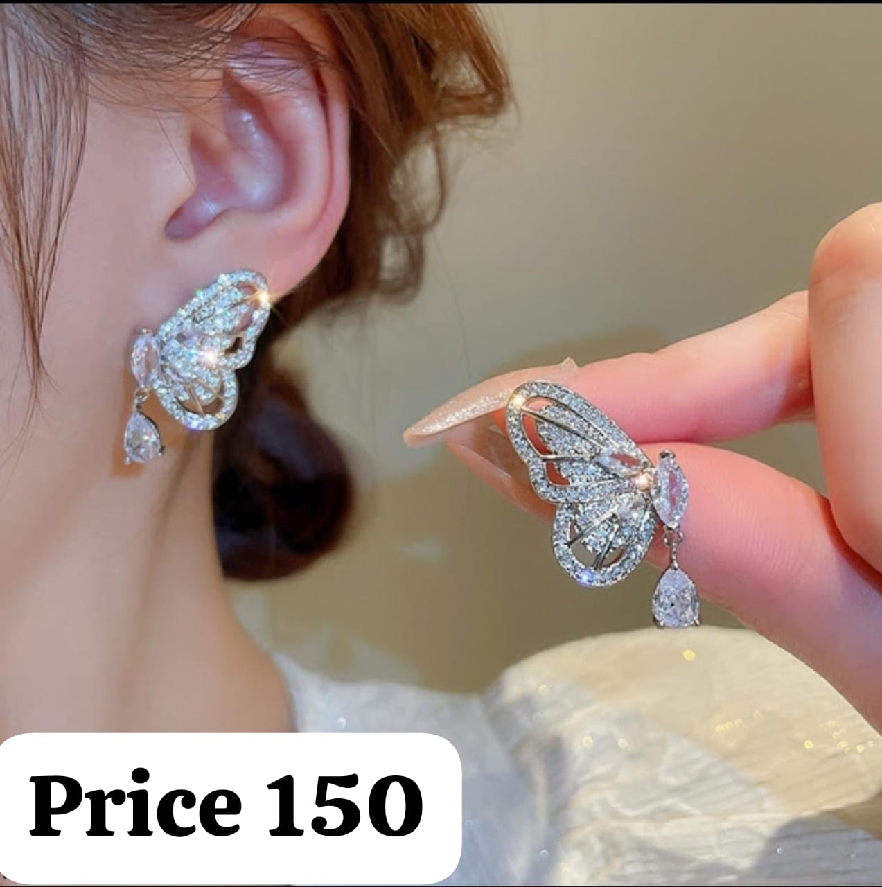 Elegant Butterfly Crystal Earrings