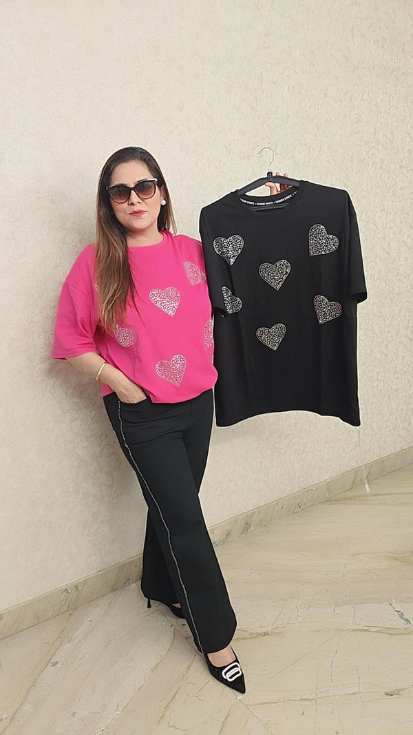 Glitter Hearts Statement T-Shirt