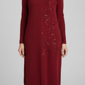 Ribbed Winter Knit Sequin Embellished Midi Dress