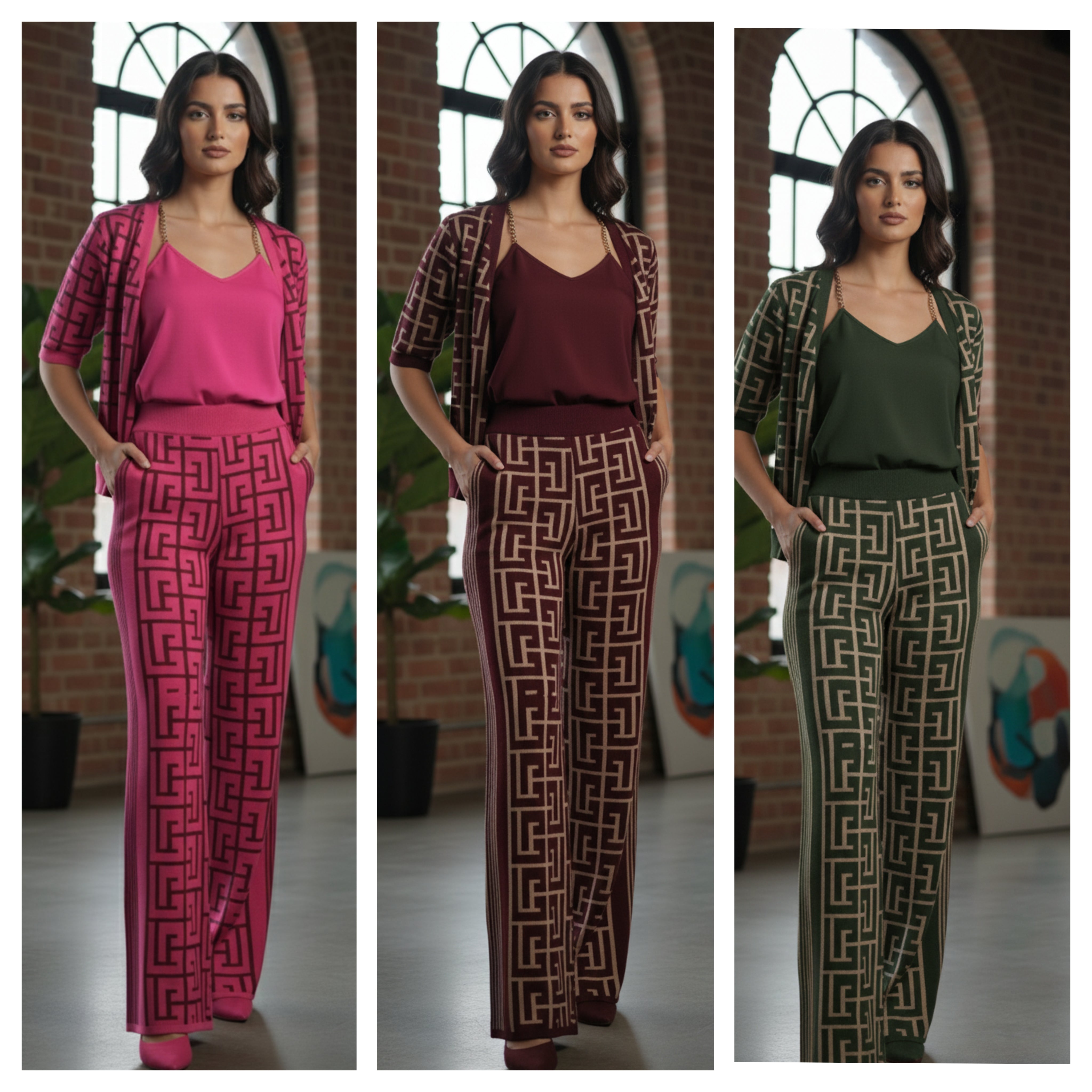 Statement Print 3 pcs Winter co-ord Set