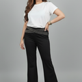 Black Elegance – Glitter Waist Flared Pants