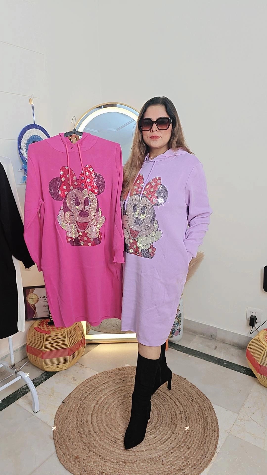 Winter hooded Mickey sweater dress