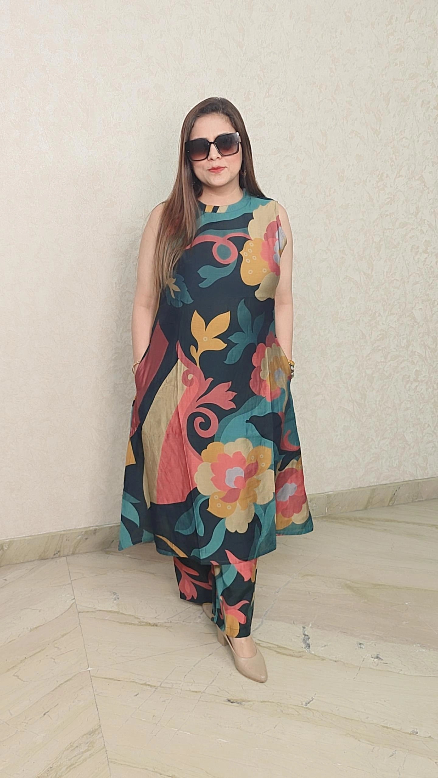 Bold and Beautiful: Vibrant digital Maslin Co-ord Set for Effortless Style