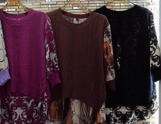 Knitted printed long top