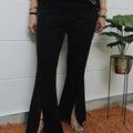 Black Glam Flared front cut Pants with Side Shimmer Detail
