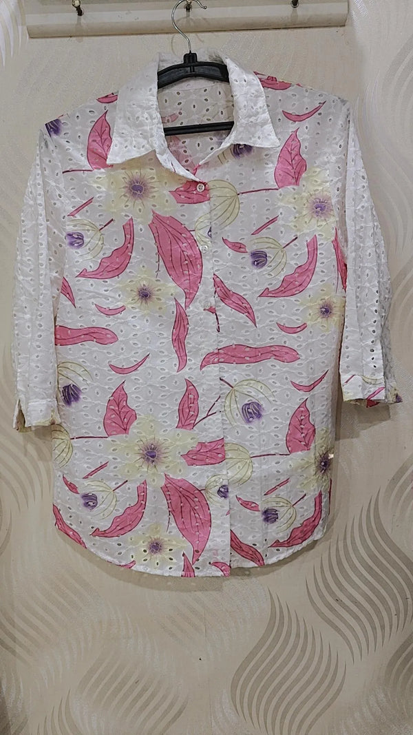 Summer cotton chikenkari shirt