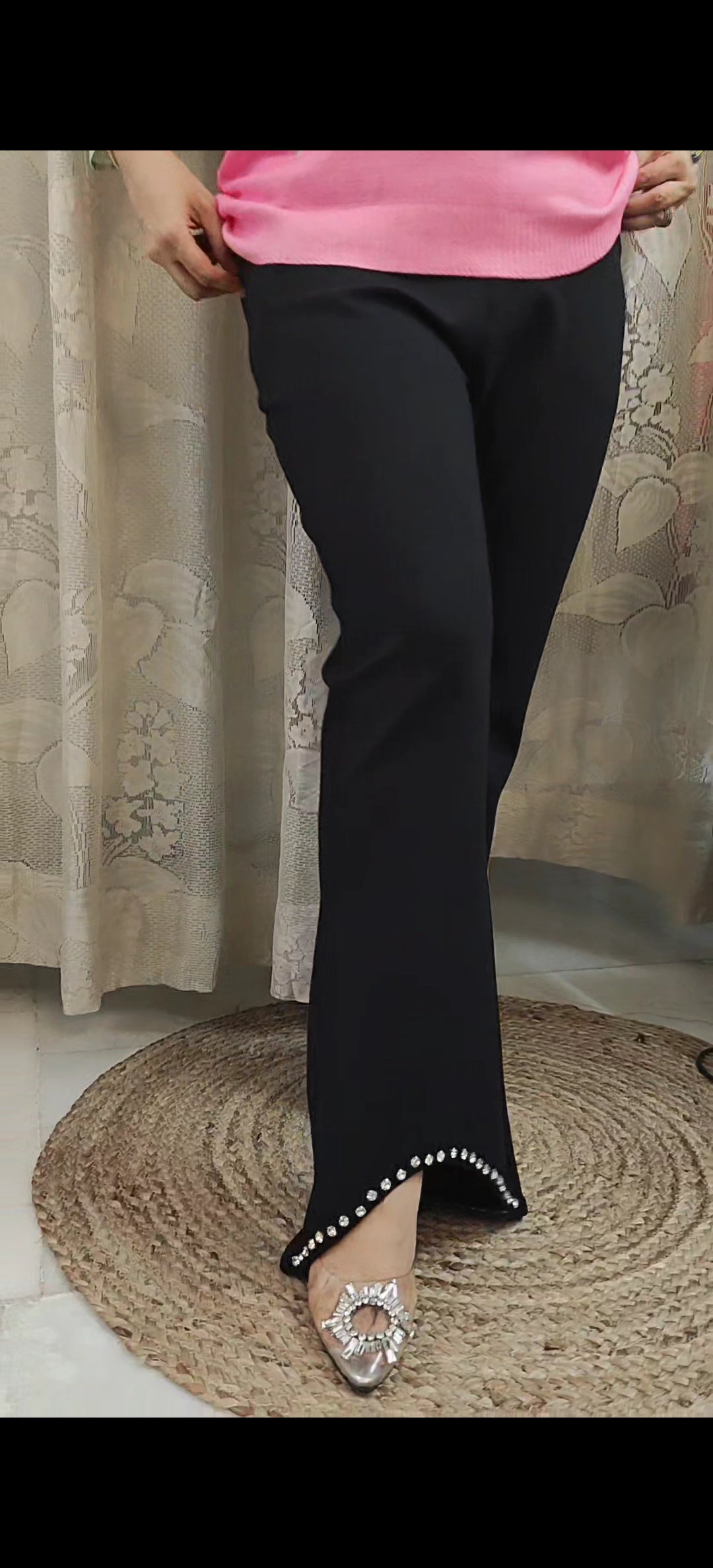 Women high waist designer cut pant