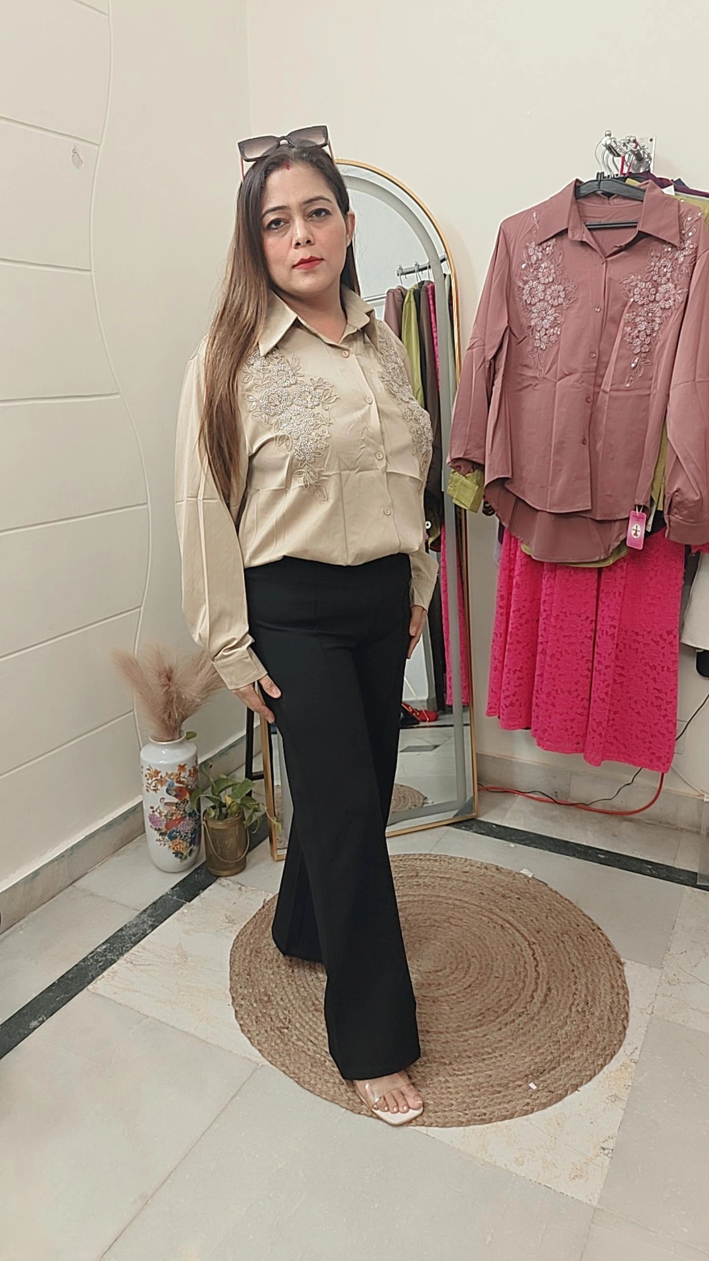 Wide leg high waist office / casual trousers