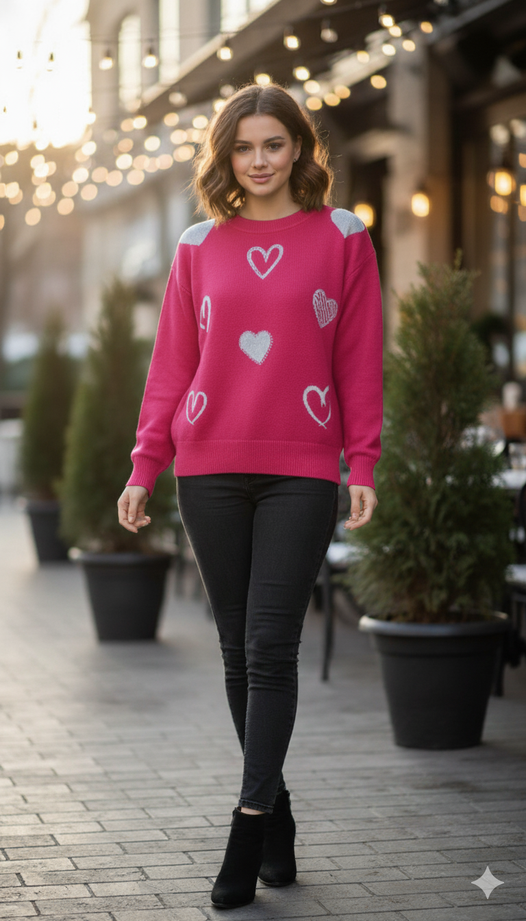 Heart Pattern Winter Knit Sweaters /Jumpers