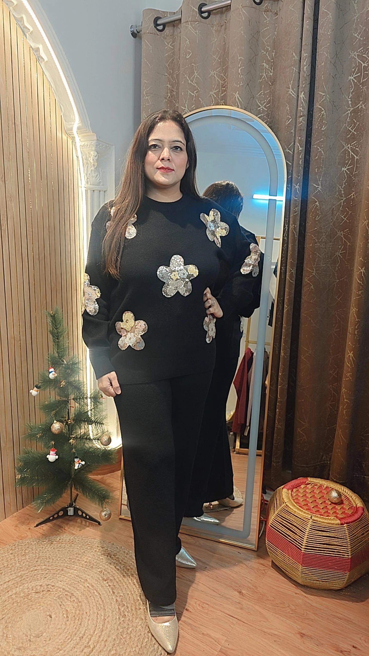 Midnight Bloom Sequin Coord Set