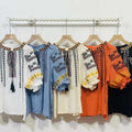 "Vibrant boho-chic tops"