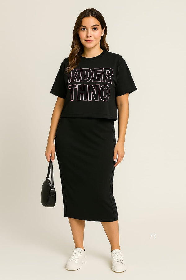 Bold Graphic Coord Set – Skirt & Crop Top Combo in 3 Colors
