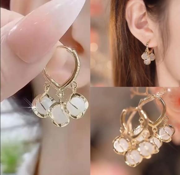 "Elegant Gold Hoop Earrings with Dainty Crystal Charms"