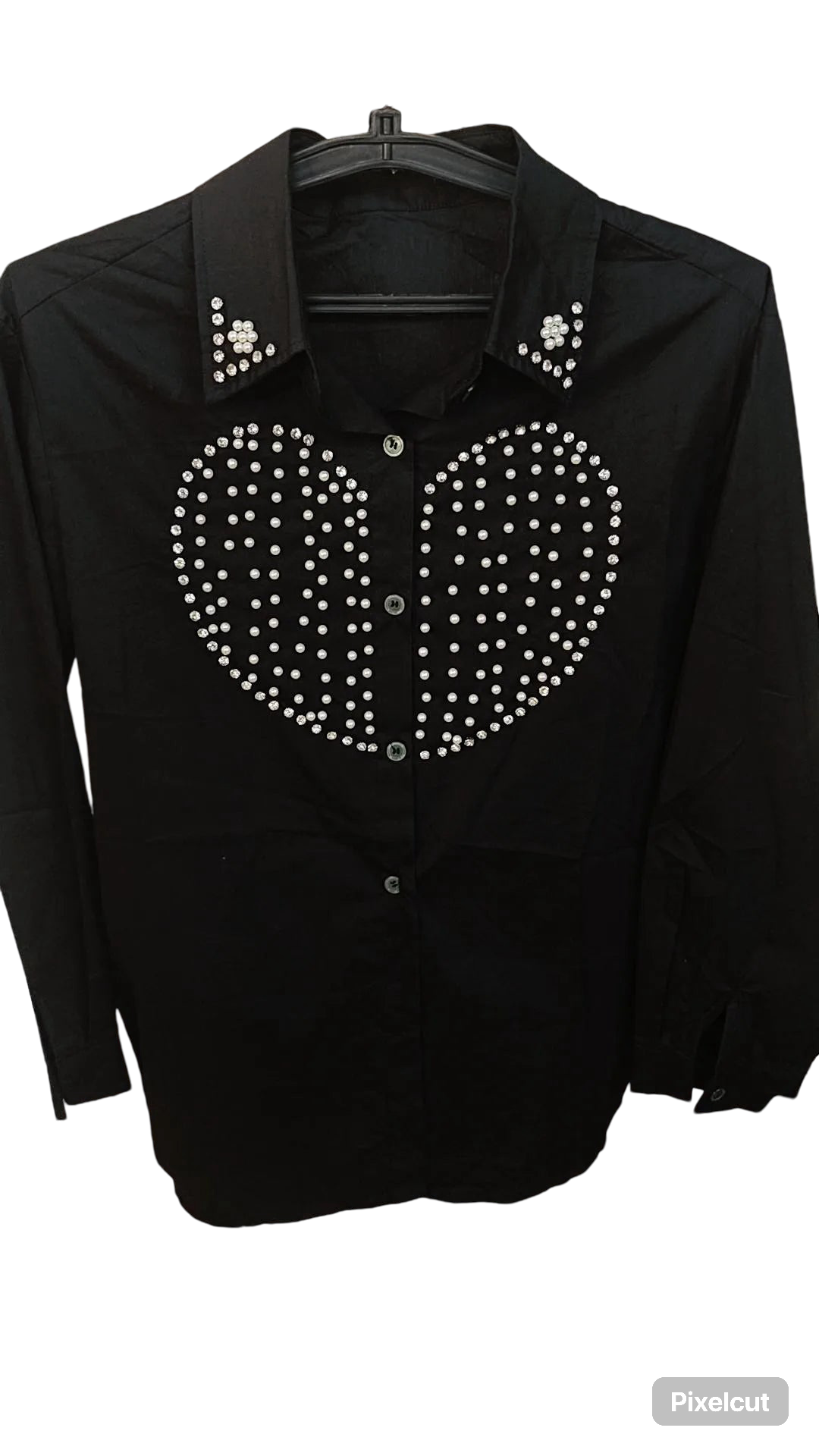 Cotton shirt with pearl n studs