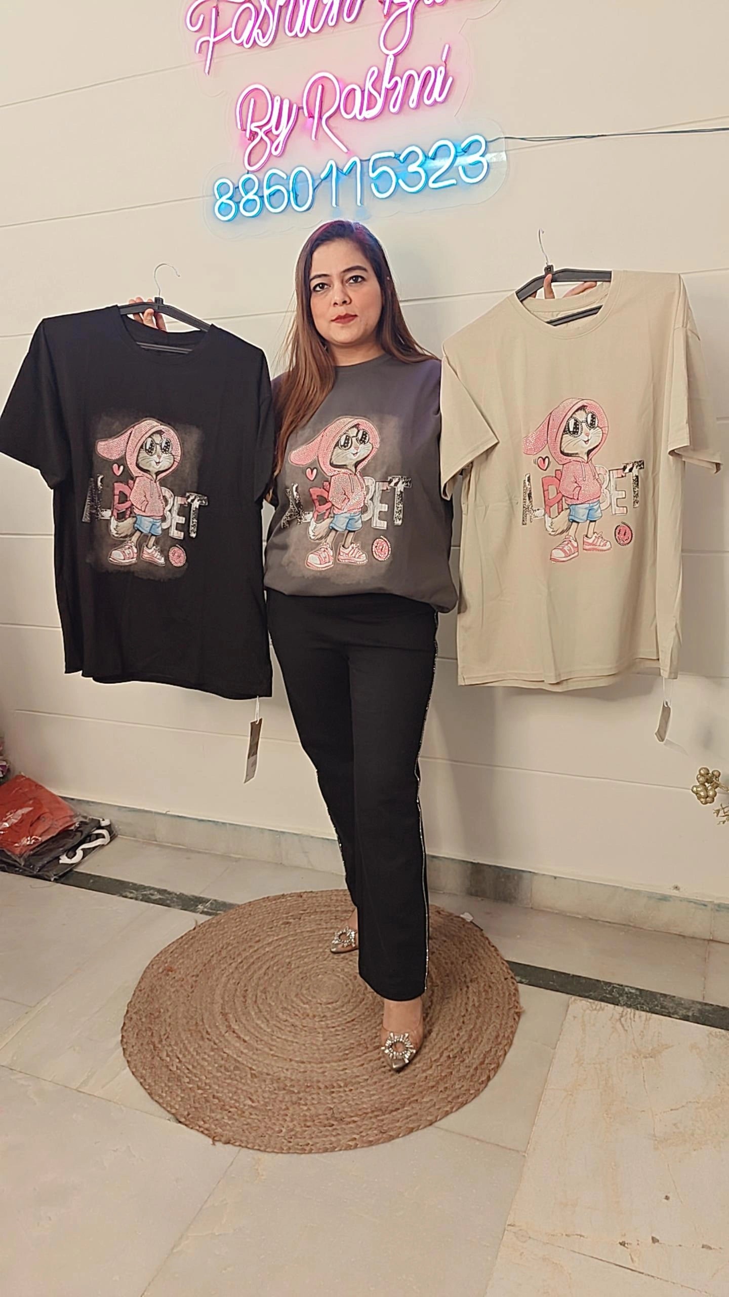 Alphabet Bunny Graphic Tee – Oversized