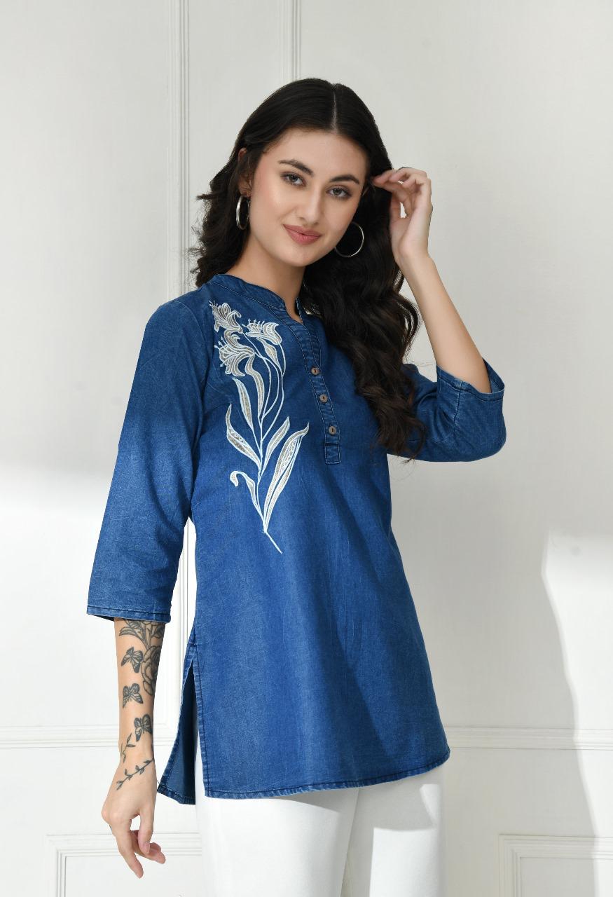 Bloom in Blue: The Denim Kurti That Speaks Style
