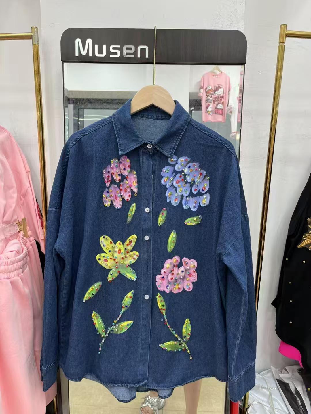 Luxe denim oversized shirts
