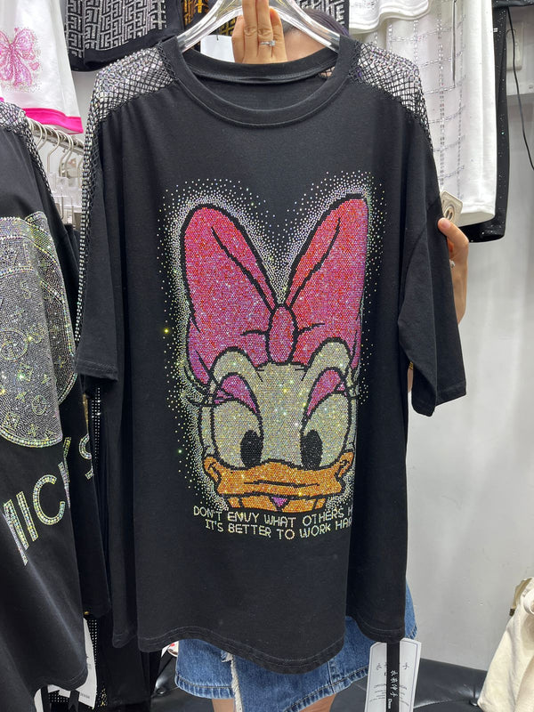 Donald rhinestone long  tshirt top